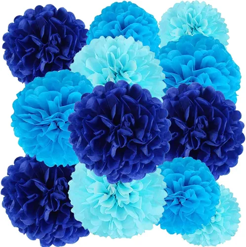 Miniatura 29 de We Moment Pompones de papel de seda morado y rosa para decoración de fiesta de niñas en el techo, para colgar en la pared, 12 pompones de seda de 4