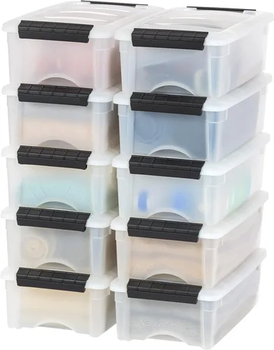 Miniatura 10 de IRIS USA Contenedores de almacenamiento de plástico apilables de 72 cuartos de galón con tapas, paquete de 6 unidades, sin BPA, fabricados