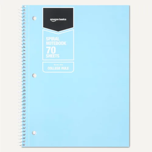 Miniatura 5 de Amazon Basics Cuadernos de espiral de rayas anchas con páginas perforadas, 70 hojas, 8 x 10.5 pulgadas, azul claro, paquete de 2