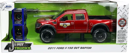 Miniatura 8 de Jada Toys Just Trucks 1:24 2011 Ford SVT Raptor - Coche fundido a presión rojo con estante para neumáticos, juguetes para niños y adultos