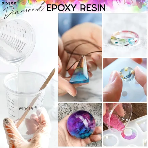 Miniatura 3 de Pixiss Kit de resina epoxi de 2 galones, resina de arte transparente y endurecedor con guantes, esparcidor, varillas de mezcla de silicona
