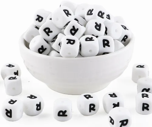 Miniatura 18 de Cuentas de silicona de corazón cuadrado blanco de 0.472 pulgadas, 20 cuentas de silicona con números de corazón para hacer llaveros, ideal