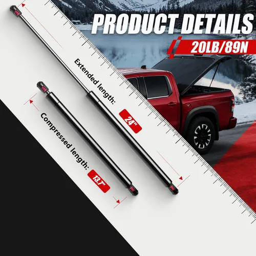 Miniatura 3 de Vepagoo 24 pulgadas, 20 libras/89N, amortiguadores de gas, soporte de elevación de resorte para reemplazo de cubierta de tonneau, camioneta, cama