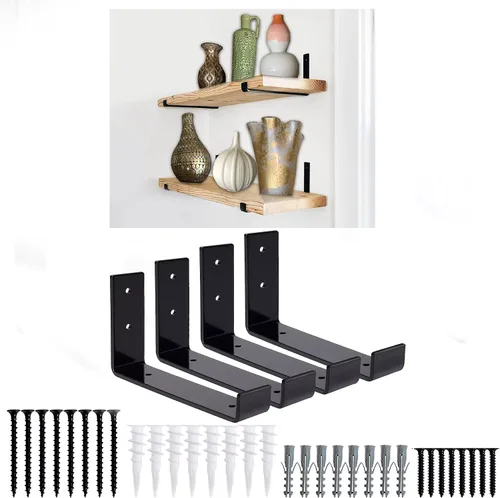 Soportes de estante Paquete de 4 soportes flotantes resistentes de 6.0 pulgadas de largo x 4.0 pulgadas de alto x 1.5 pulgadas de ancho, estantes de