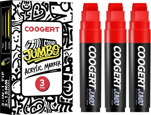 Miniatura 9 de Coogert 3 marcadores de póster gigantes plateados, marcadores de graffiti acrílico permanente de 0.59 pulgadas de grosor, marcador de pintura