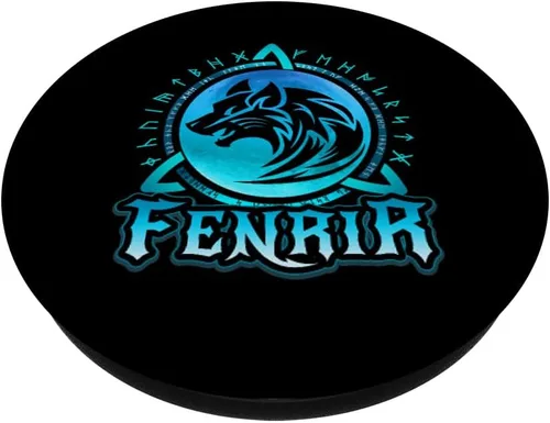 Miniatura 2 de Fenrir Loki's Son, lobo vikingo, luna azul con runas nórdicas PopSockets intercambiable PopGrip