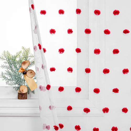 Miniatura 14 de MYSKY HOME Cortinas transparentes con pompones y bolsillo para barra, cortinas traslúcidas de gasa para ventana, 52 pulgadas de ancho x 72 pulgadas