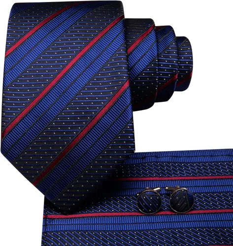 Miniatura 141 de Dubulle Corbata tejida de cachemira para hombre y gemelos de pañuelo para hombre, conjunto de gemelos para boda formal y negocios