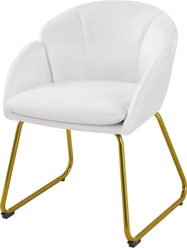 Miniatura 15 de Topeakmart Silla decorativa moderna, estilo floral, de terciopelo, con patas mentales doradas, para sala de estar, dormitorio, oficina en casa, Negro