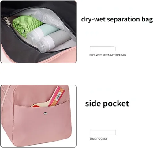 Miniatura 7 de Bolsa de gimnasio con compartimento para zapatos, bolsa de viaje impermeable para mujer, bolsa de mano para deporte, fin de semana, bolsa