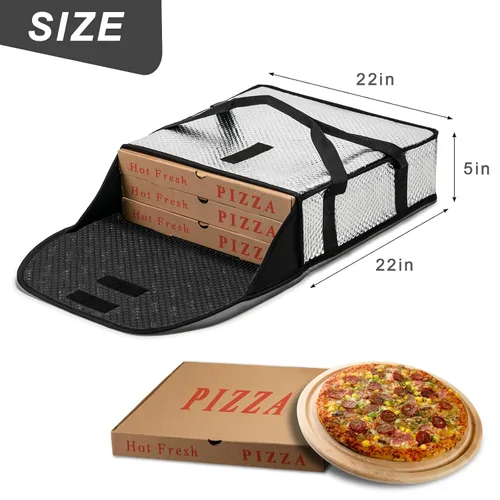Miniatura 5 de Bolsas de pizza iceMi para entrega 22" X 22" X 5" - Libres de humedad, calentador de pizza térmico profesional, portacomida resistente, adecuado