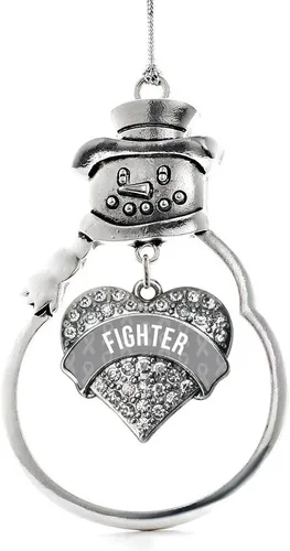 Miniatura 55 de Inspired Silver - Big Sis - Adorno de Navidad plateado - Adorno de árbol de Navidad con dije de corazón con circonita cúbica - Decoración colgante