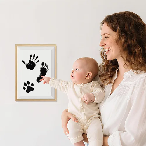 Miniatura 6 de Kit de manos y huellas para bebé, almohadilla de tinta táctil limpia sin tinta, recuerdo para recién nacidos, regalo del día de la madre