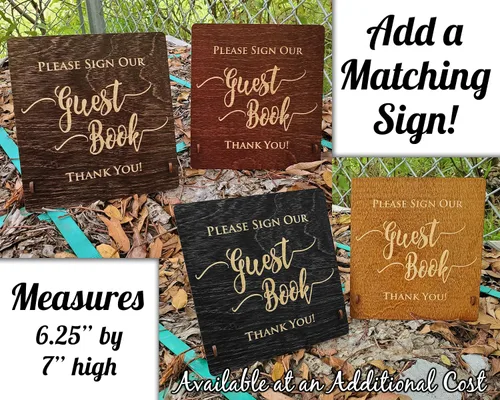 Miniatura 8 de Libros de invitados de boda de madera personalizados (11 x 8.5 pulgadas, tinte de madera de roble) con encanto rústico, álbum de fotos instantáneas