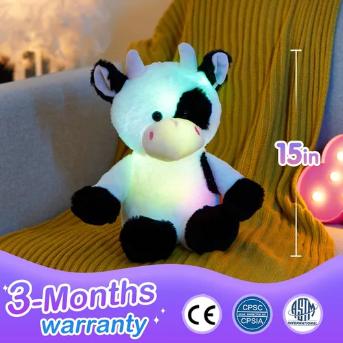 Miniatura 4 de Glow Guards - Vaca de peluche con iluminación, adorable, brillante, suave, con luces ledes nocturnas, para cumpleaños, Navidad y Día del Niño