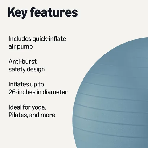 Miniatura 2 de Amazon Basics - Pelota antiestallido para ejercicios con bomba, diámetro de 23-26