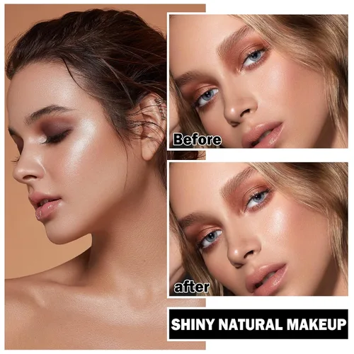 Miniatura 3 de Paleta de maquillaje con resaltador facial blanco, polvo de contorno brillante, impermeable, de larga duración, ilumina la tez facial, iluminador