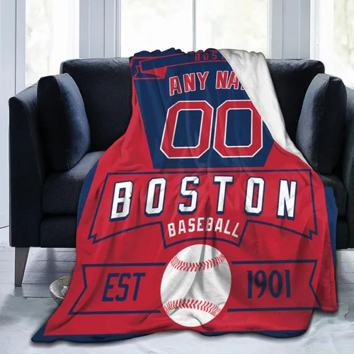 Miniatura 4 de Manta personalizada para fanáticos de la cama, regalo de béisbol, ciudad, invierno, verano, manta de forro polar con nombre y número personalizados