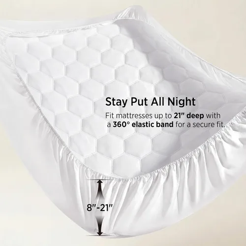 Miniatura 36 de Bedsure Protector de colchón beige individual XL – Cubrecolchón suave para dormitorio universitario, protector de cama individual extra largo