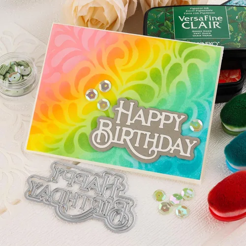 Miniatura 5 de Briartw Troqueles de corte de feliz cumpleaños, plantilla de metal de palabra y sombra para hacer tarjetas, álbum de recortes de bricolaje, tarjeta