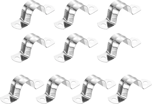 Miniatura 40 de uxcell 6 correas rígidas de tubo, 4.331 in (4.33 pulgadas) 201 de acero inoxidable 201 con 2 agujeros en forma de U, abrazaderas de tubo para fijar