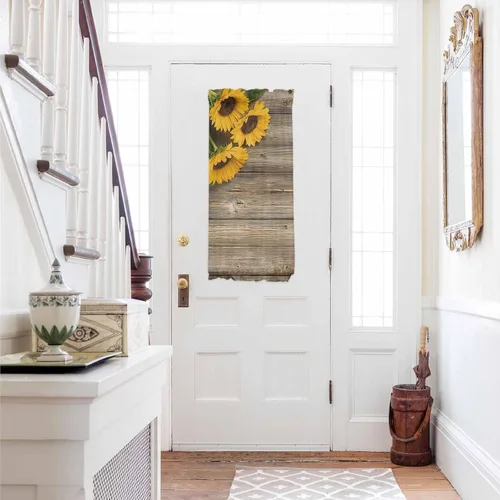Miniatura 36 de Cortinas de puerta francesa de Navidad para ventana de puerta, panel de cortina con bolsillo para barra con alzapaños para luz lateral delantera