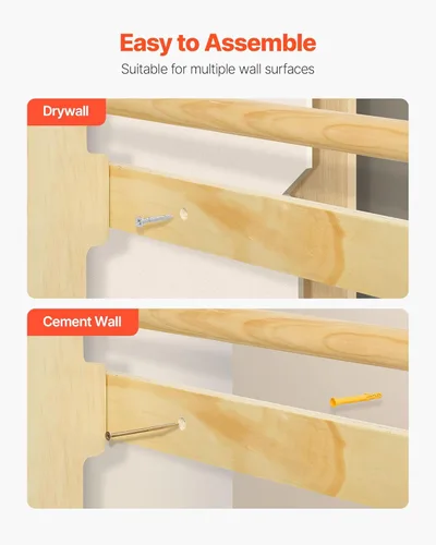 Miniatura 6 de VEVOR Escalera Sueca de Pared, Gimnasio 4 en 1 de 8 Niveles para Interiores, Barras de Gimnasia de Madera Sólida con Capacidad de Carga de 220LBS