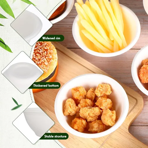 Miniatura 3 de Dandat Paquete de 500 cuencos de papel desechables de 9 onzas, cuencos de fibra de bagazo natural para salsa, ensalada, postre, sopa fría y caliente