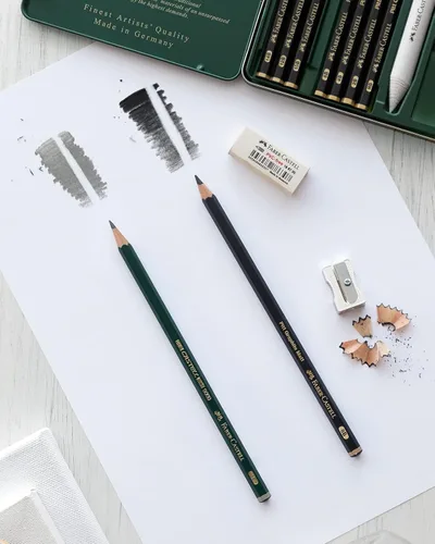 Miniatura 6 de Faber-Castell Pitt - Juego de lápices mate de grafito, lata de metal de 6 lápices de grafito, juego de lápices de dibujo y dibujo