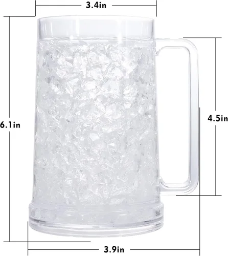 Miniatura 3 de Vasos para beber, tazas de cerveza de gel de doble pared, tazas de hielo para congelador, 16 onzas, taza de cerveza de plástico de enfriamiento