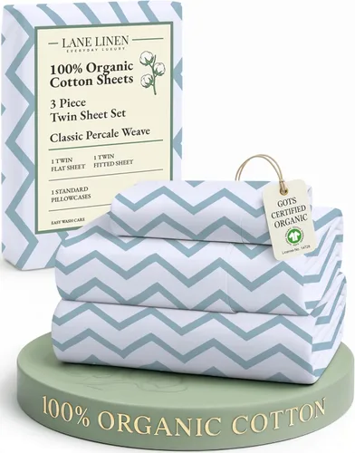 Miniatura 37 de LANE LINEN Sábanas 100% algodón orgánico para cama tamaño King, sábanas de percal suave, transpirables, de lujo, estilo hotelero, lavables a 09