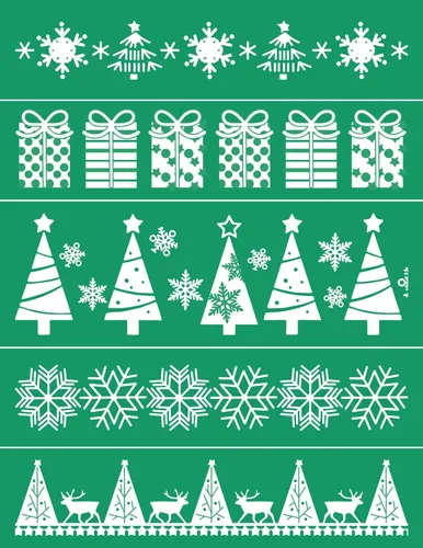 Miniatura 9 de DGAGA Plantillas de pantalla de seda autoadhesivas de Navidad con pasta de tiza, 17 unidades, plantilla de impresión de pantalla de invierno, pasta