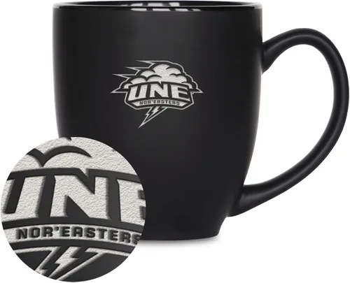 Miniatura 373 de Rico Industries - Taza de cerámica mate negra con grabado láser estándar de 15oz para NCAA (escuelas T & U) - Para bebidas calientes o frías