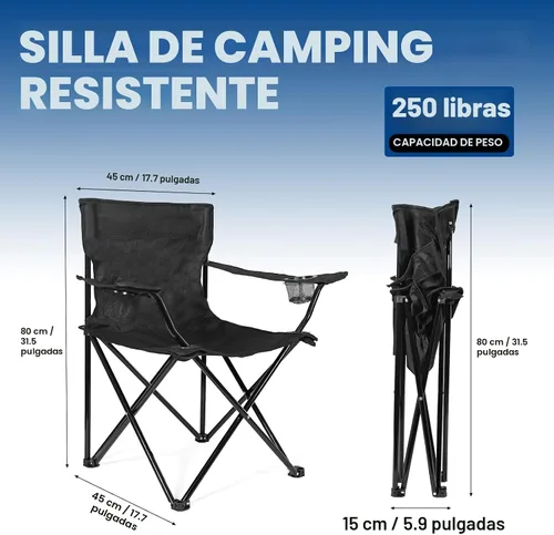 Miniatura 3 de WEIDIORME Paquete de 2 sillas de campamento ligeras para adultos y adolescentes, sillas portátiles plegables de capacidad de 250 libras con bolsa