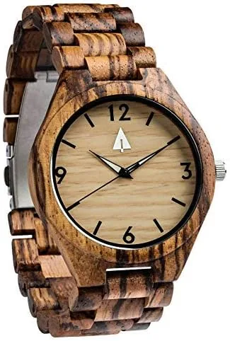 treehut Wooden Watch for Men with Adjustable Band and Stainless Steel Clasp Japanese Quartz Analog Watch with Gift Box Wrist Wood Watch Made from