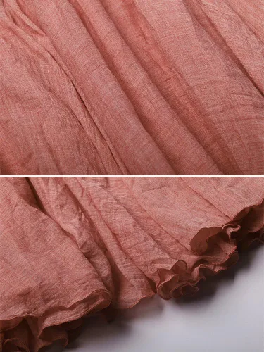 Miniatura 19 de OCHENTA Falda larga de lino y algodón bohemio para mujeres y niñas para vacaciones de verano en la playa