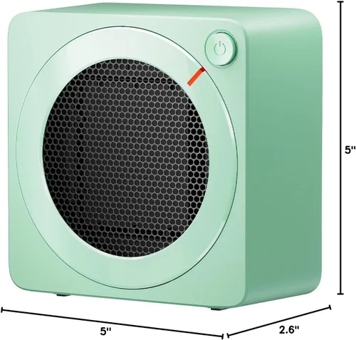 Miniatura 8 de Gaiatop Mini calentador de espacio, ligero PTC de cerámica de calentamiento rápido, 500 W, eficiencia energética para uso en interiores, Verde
