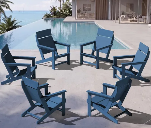 Miniatura 18 de SERWALL Sillas Adirondack modernas, sillas Adirondack HDPE sin tablas, respaldo sólido sillas de plástico para exteriores, textura similar a