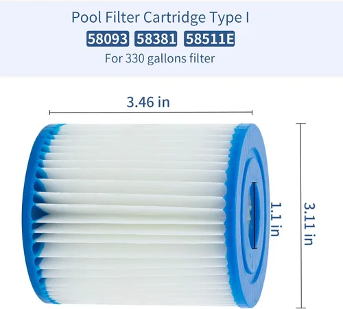 Miniatura 2 de Hrozny Cartucho de filtro de piscina tipo I, cartucho de filtro de piscina tamaño 1 para 58093, para bombas de filtro Summer Waves 300/330 Gal/h