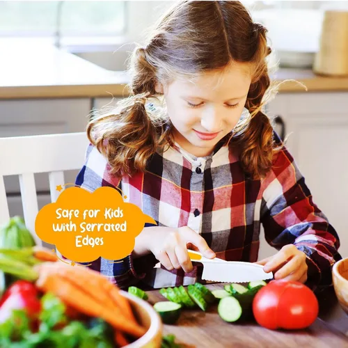 Miniatura 4 de Cuchillos para niños, juego de cuchillos de cocina y hornear de 6 piezas, cuchillos para niños para cocina real, herramienta sin BPA para niños