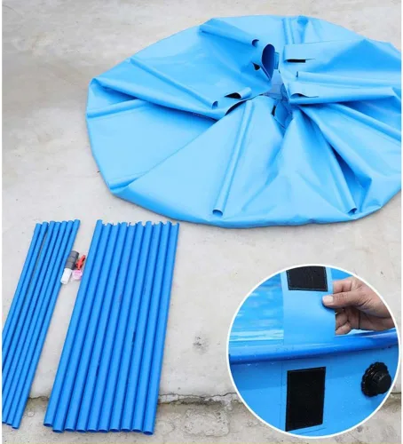 Miniatura 7 de Piscina sobre el suelo, piscina redonda de lona para estanque de peces con soporte, acuario plegable grande, piscina infantil para cría de koi