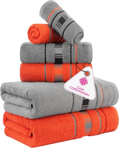 Miniatura 22 de CASA COPENHAGEN Solitaire Juego de 6 toallas - Negro, 600 GSM 2 toallas de baño 2 toallas de mano 2 toallitas, diseñadas en Dinamarca, hechas