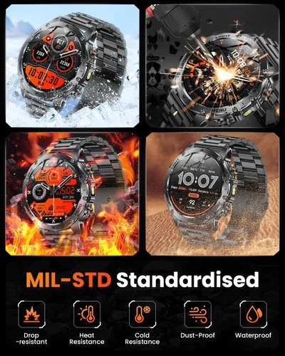 Miniatura 4 de Relojes inteligentes militares para hombres (respuesta/llamadas de marcación), reloj inteligente con batería de 1000 mAh, rastreador de fitness