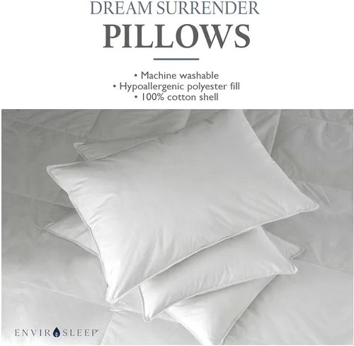 Miniatura 6 de Envirosleep Dream Surrender - Almohadas de Soporte Medio, Juego de Almohadas con Funda de Algodón y Relleno de Poliéster Hipoalergénico, Juego de 2