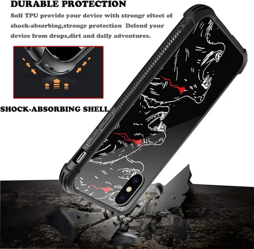 Miniatura 5 de Funda compatible con iPhone Xs, diseño de plexiglás X para niños y hombres, diseño de lobo malo, a prueba de golpes, antiarañazos, para iPhone X/Xs
