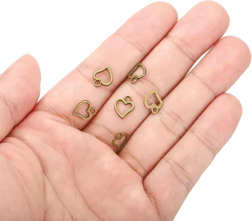Miniatura 4 de PATIKIL 100 piezas de dije de corazón mini círculo de corazón colgante de metal a granel para hacer joyas, pulseras, aretes, collar