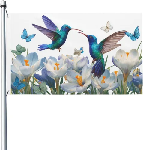Miniatura 13 de Bonita bandera de copos de nieve de ciervos de gnomo de Navidad, pancarta de poliéster de 3 x 5 pies con ojales, banderas de jardín, patio, casa