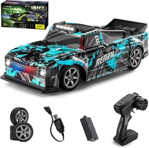 Coche de deriva a control remoto, escala 1:16, vehículo de control remoto para deriva y carrera, 2.4 GHz 4WD de alta velocidad 20+KM/H con luces