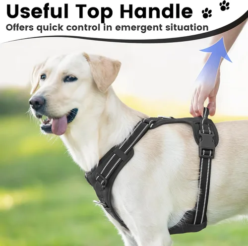 Miniatura 3 de Arnés sin tirones para perro, chaleco reflectante para cachorros para perros pequeños, medianos y grandes (negro, XS)