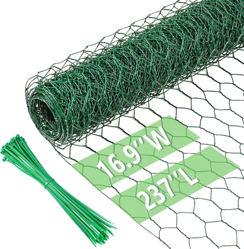 Miniatura 36 de Alambre de pollo de 13.7 pulgadas x 393.7 pulgadas, malla galvanizada hexagonal para jardín, valla de jardín para mascotas, conejos, pollos con 100